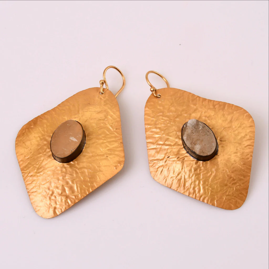 Textured Copper Statement Earrings
